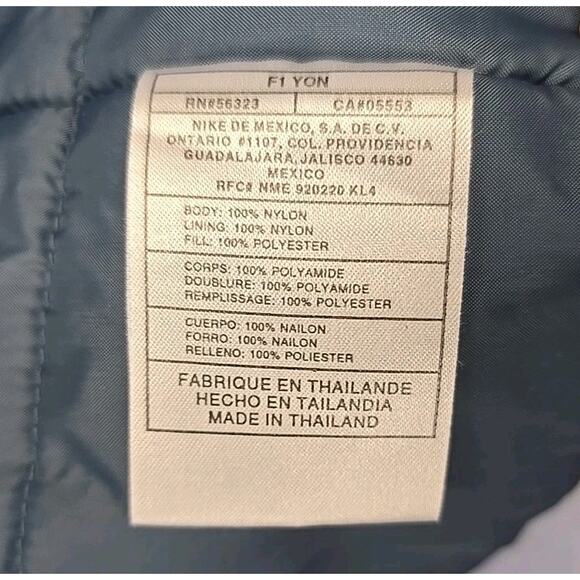 Vintage Nike 000 Mens Y2K Puffer Coat Sz L Blue Embroidered Jacket - Picture 5 of 10